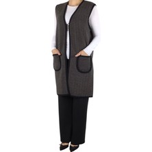 Kadın Desenli Üç Düğmeli Kalın Kışlık Yelek