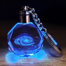 Galaxy Gezegen Tasarım Renk Değiştiren Işıklı Anahtarlık