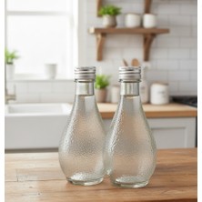 250 ml Portokal Model  Şişe Gümüş Kapaklı' 2'lı Sağlıklı  Cam