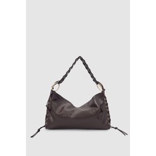 Rosua Püskül ve Bağcık Detaylı Halkalı Hobo Omuz Çantası Acı Kahve