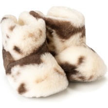 Çocuk ve Bebek Wellsoft Ev Botu, Inek Desenli Panduf, Kışlık Peluş Patik Bot