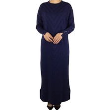 Kadın Düşük Kol Desenli Triko Elbise