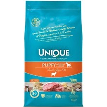 Unique Kuzu Etli Orta ve Büyük Irk Düşük Tahıllı Yavru Köpek Maması 3 kg