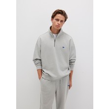 Mavi Yarı Fermuarlı Gri Sweatshirt 0S10416-80018