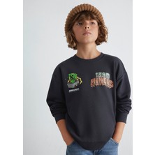 Mavi Minecraft Baskılı Antrasit Sweatshirt 6S10129-70087