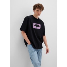 Mavi Batman Baskılı Siyah Tişört 0612920-900