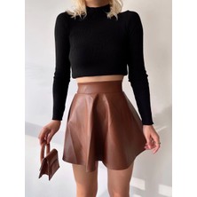 Beli Lastikli Deri Etek Kahve S24599