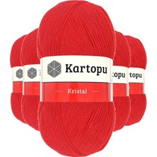 Kartopu 5 Adet Kristal Çift Katlı El Örgü Lif İpi Açık Kırmızı K160