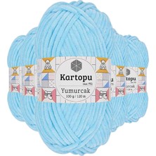 Kartopu 5 Adet Yumurcak Kadife El Örgü İpi Açık Turkuaz K516