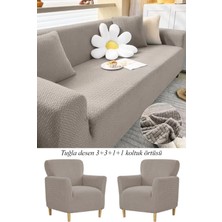 Jakarlı Tuğla Desen 3311 Koltuk Örtüsü Çekyat Kanepe Kılıfı Lastikli Kayma Yapmayan