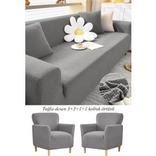 Jakarlı Tuğla Desen 3311 Koltuk Örtüsü Çekyat Kanepe Kılıfı Lastikli Kayma Yapmayan 