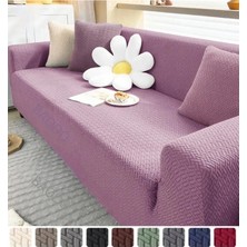 Jakarlı Tuğla Desen Koltuk Örtüsü Çekyat Kanepe Kılıfı Lastikli Kayma Yapmayan 3 Kişilik