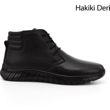 Erkek Siyah Fermuarlı Hakiki Deri Günlük Bot