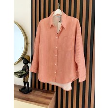 Ince Çizgili Müslin Kumaş Gömlek