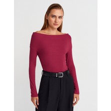 32115 Omuzları Açık Top-Açık Bordo