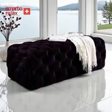 Smarto Relax PUF Swiss Style  Soglio Ayaksiz Kapitoneli 100x45x45 Puf Ayaksız Kapitoneli Dekoratif puf(Siyah)