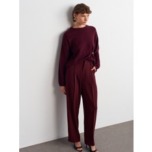 7954 Yüksek Bel Pantolon-Bordo