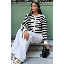 Çizgili Yumoş Triko Hırka P-00018212