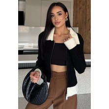 Gömlek Yaka Fermuarlı Triko Hırka P-00018194