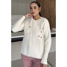 Kadın Pul Işlemeli Yumoş Iplik Triko Ceket (S-M-L-Xl Uyumludur) P-00018068
