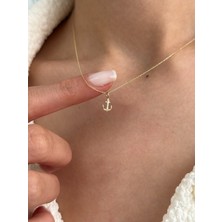 Minimal Çapa 14 Ayar Altın Kolye