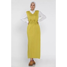 Gül Figürlü Triko Elbise Gömlek Tesettür Ikili Takım P-00018381