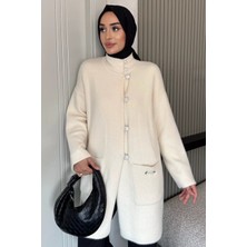Çift Cepli Taşlı Düğmeli Tesettür Yumoş Triko Ceket (S-M-L-Xl Beden Uyumludur.) P-00018073