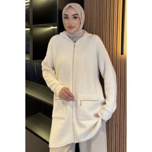 Çift Cepli Kapüşonlu Sakallı Tesettür Triko Ceket (S-M-L-Xl Beden Uyumludur.) P-00018072