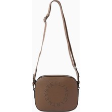 Stella Mccartney Studded Logo Gri Alter Mat Vegan Deri, Kamera Omuz Çantası
