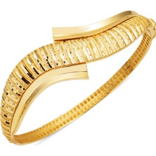 Kıvrımlı Altın Kelepçe Bilezik 14 Ayar