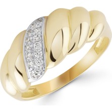 Taşlı Midye 14 Ayar Altın Yüzük