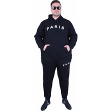 Starbattal Erkek Büyük Beden 3 Iplik Eşofman Takım Paris TK25609 Sıyah