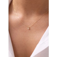 Üç Taş Işıltısı 14 Ayar Altın Kolye