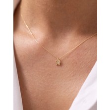 Parıltılı Kelebek 14 Ayar Altın Kolye