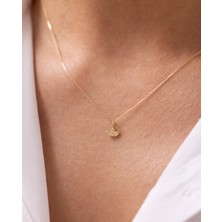 Lotus Işıltısı Taşlı 14 Ayar Altın Kolye