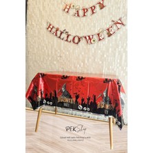 Cadılar Bayramı Masa Örtüsü Kırmızı Halloween Party Masa Örtüsü Büyük Boy 135X180CM