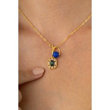 Gümüş Pazarım Emerald Kesim Zümrüt 925 Ayar Gümüş Altın Kaplama Kadın Kolye