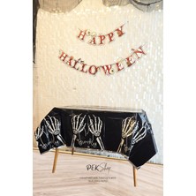 Halloween Masa Örtüsü Siyah Iskelet Eller Spooky Masa Örtüsü Cadılar Bayramı Desenli Büyük Boy 135X180CM