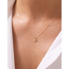 Şans Getiren Yonca 14 Ayar Altın Kolye