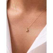 Taş Detaylı Yıldız Simgeli 14 Ayar Altın Kolye