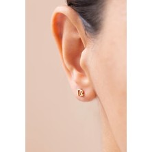 Minimal Başak Burcu 14 Ayar Altın Küpe