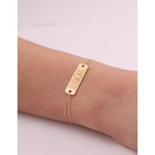 Dikdörtgen Özelleştirilebilir 14 Ayar Altın Bileklik