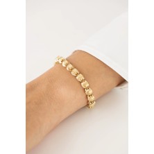 Vintage Retro Top Işıltısı 14 Ayar Altın Bileklik