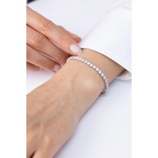 Tenis Beyaz Taşlı 14 Ayar Altın Bileklik