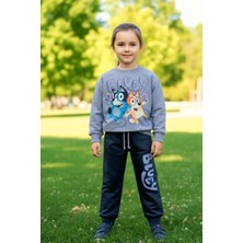 Bluey Desenli Lila Renk Kız Çocuk Eşofman Takım
