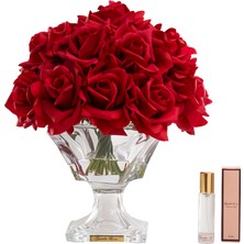 Kırmızı 19 Iri Gül Kristal Cam