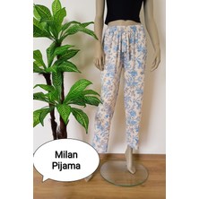 Kadın Çiçekli Milan Kumaş Yumuşak Dokulu Esnek Pijama Altı