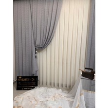 Nivemes Home Gri Mızraklı Tül Perde 1 Adet 100 x 250 cm Sık Pileli Geometrik Desen