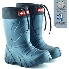 Lemigo Grizzly Eva Çocuk Yağmur Çizmesi Kürklü Lastikli Kapanma Özelliği ile Su Geçirmez Lacivert