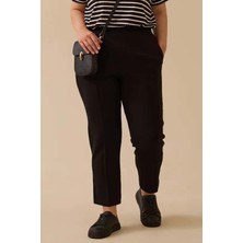 Kadın Büyük Beden Ön Dikişli Pantolon - Siyah